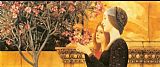 Gustav Klimt Canvas Paintings - Two Girls with Oleander